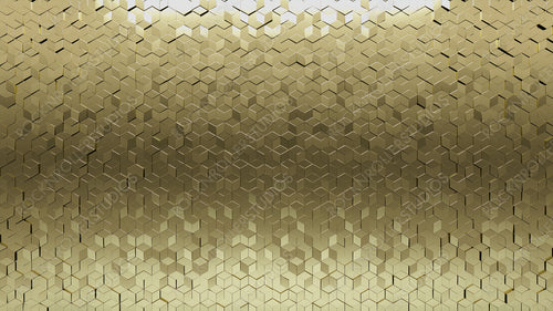 Glossy Tiles arranged to create a Diamond shaped wall. Gold, Luxurious Background formed from 3D blocks. 3D Render