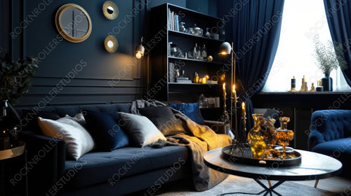 Minimal Living Room Background. Contemporary Interior Design. Generative AI.