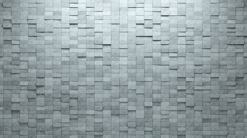 Rectangular Tiles arranged to create a Concrete wall. Semigloss, Futuristic Background formed from 3D blocks. 3D Render