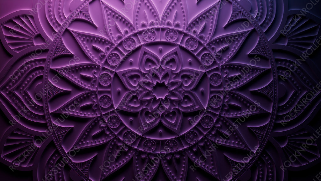 Purple Decorative Design Wallpaper. 3D Diwali Festival Concept. 3D Render.