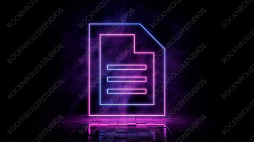 Pink and blue neon light document icon. Vibrant colored word document technology symbol, isolated on a black background. 3D Render