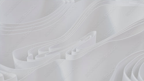 White 3D Ribbons ripple to make a Light abstract background. 3D Render.