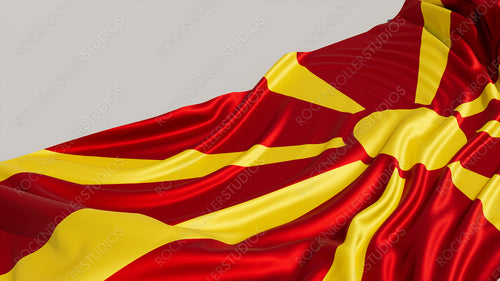 Flag of North Macedonia on a White surface. Euro 2020 Soccer Wallpaper.