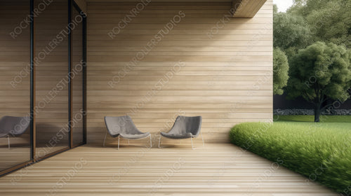 Minimal Terrace Background. Contemporary Interior Design. Generative AI.