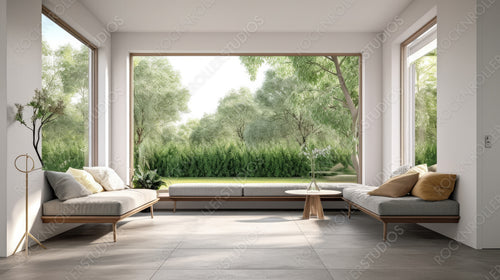 Contemporary Interior Design Background. Modern Living Room. Generative AI.
