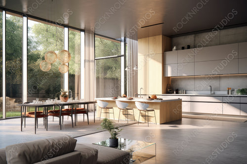 Stylish Kitchen. Modernist Interior Design Background. Generative AI.
