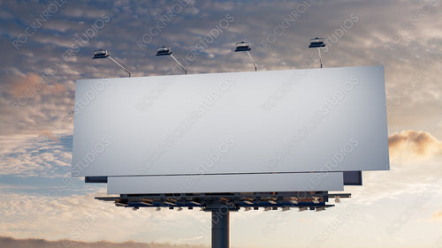 Commercial Billboard. Empty Exterior Sign against a Sunset Sky. Design Template.