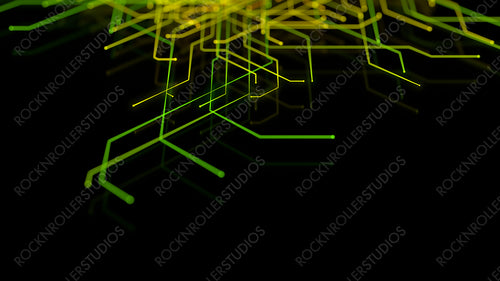Connectivity Concept with High-Tech Structure. Green and Yellow Futuristic Digital Lines with copy-space.