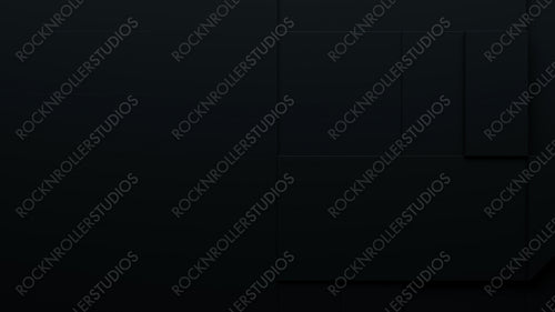 Black 3D Shapes neatly organized to make an abstract Tech background. 3D Render with copy-space.