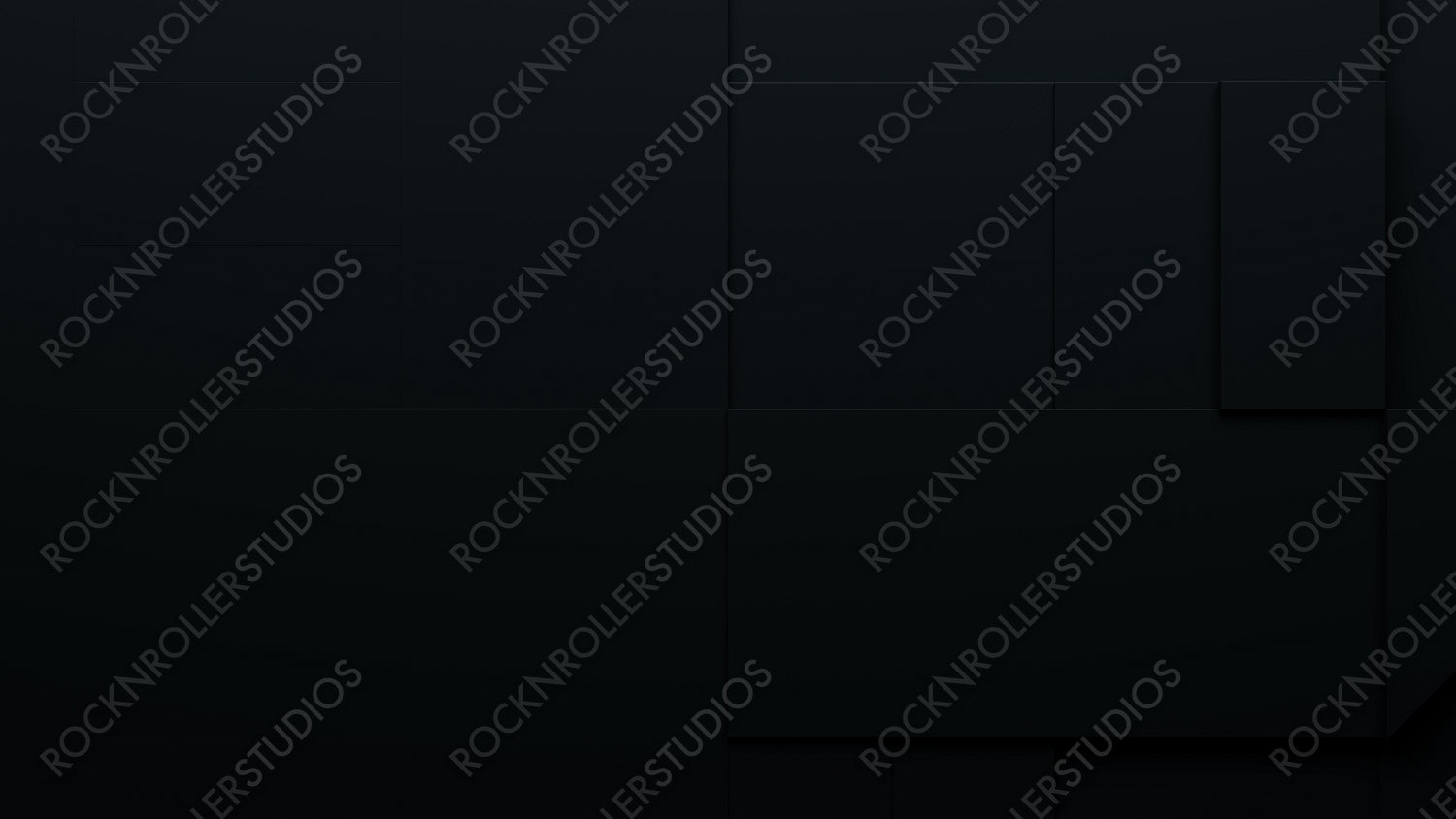 Black 3D Shapes neatly organized to make an abstract Tech background. 3D Render with copy-space.