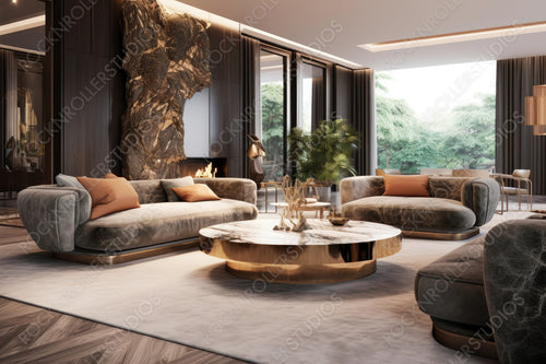 Luxury Home Background. Contemporary Interior Design. Generative AI.