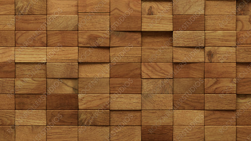 Wood Block Wall background. Mosaic Wallpaper with Light and Dark Timber Rectangle tile pattern. 3D Render