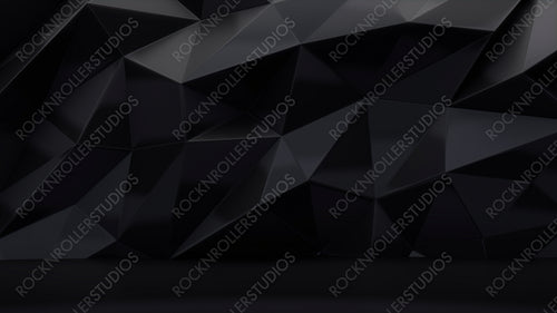 Modern Product Stage with Black 3D Wall. Dark Architectural Background.