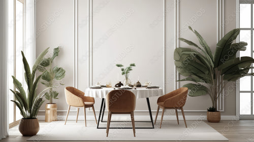 Contemporary Interior Design Background. Modern Dining room. Generative AI.