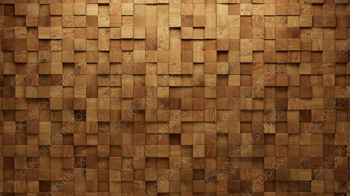 Square, Timber Wall background with tiles. Wood, tile Wallpaper with 3D, Natural blocks. 3D Render