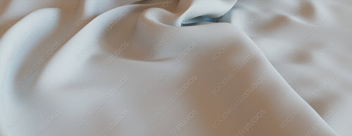 White Cloth Banner with Wrinkles. Luxury Surface Texture.