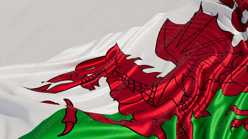 Flag of Wales on a White surface. Euro 2020 Football Background.