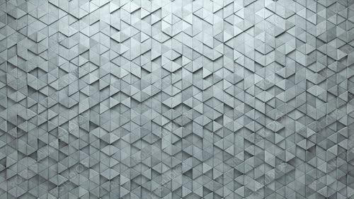 Polished, Triangular Wall background with tiles. 3D, tile Wallpaper with Concrete, Futuristic blocks. 3D Render