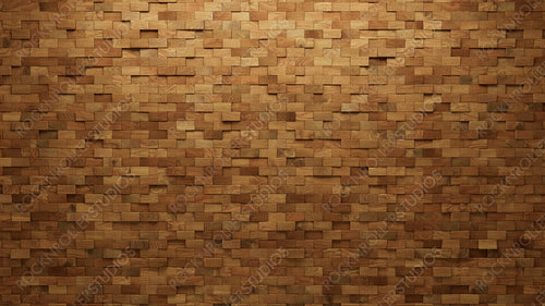 Rectangular, 3D Wall background with tiles. Wood, tile Wallpaper with Timber, Natural blocks. 3D Render
