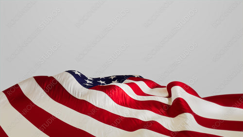 Independence Day Banner with USA Flag, Isolated on White Background with Copy-Space.