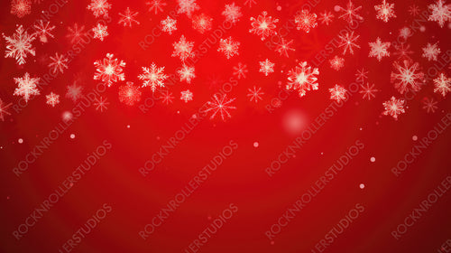 Christmas Illustration with Various Small Snowflakes on Red Gradient Background.