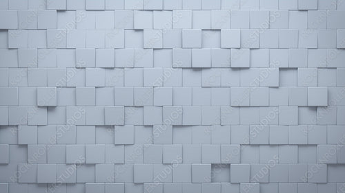 Futuristic, High Tech, light background, with an offset square block structure. Wall texture with a 3D cube tile pattern. 3D render