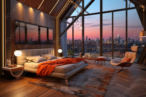 Luxury Bedroom Background. Contemporary Interior Design. Generative AI.