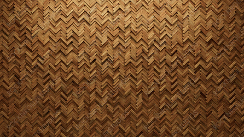 Wood Block Wall background. Mosaic Wallpaper with Light and Dark Timber Herringbone tile pattern. 3D Render