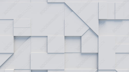 Abstract background created from interlocking White Blocks. Tech 3D Render .