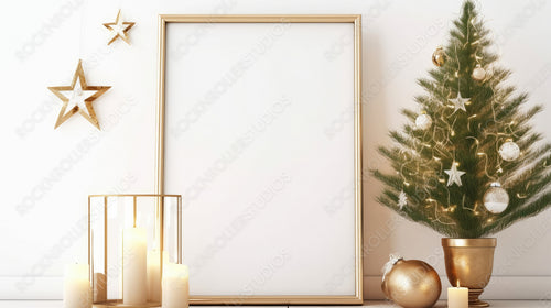 Christmas Poster Mock up Background. Contemporary Interior Design. Generative AI.