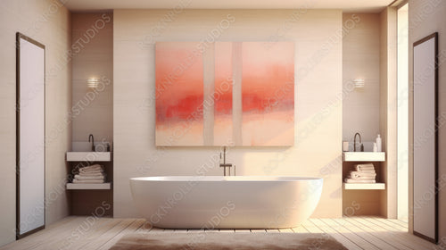 Artistic Bathroom. Contemporary Interior Design Background. Generative AI.