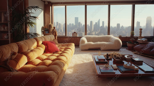 modern Living Room. Contemporary Interior Design Background. Generative AI.