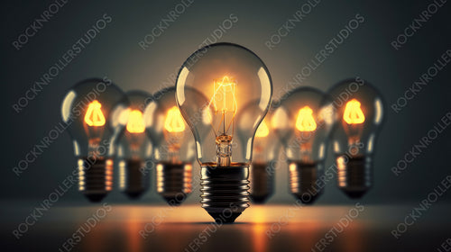 Idea Concept Image with Illuminated Light bulbs.