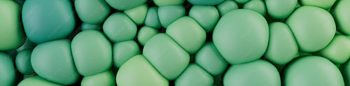 Abstract background made of Green and Teal 3D Spheres. Multicolored 3D Render.