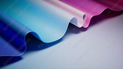 Contemporary, Blue and Pink Surface with Waves. Gradient 3D Background.