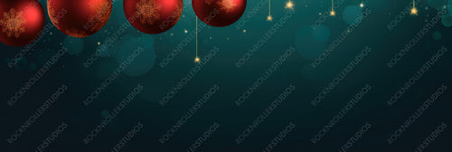 Beautiful Christmas Balls Banner with Text Space
