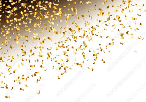 Falling Shiny Golden Confetti Background. Bright Festive Tinsel of Gold Colour.