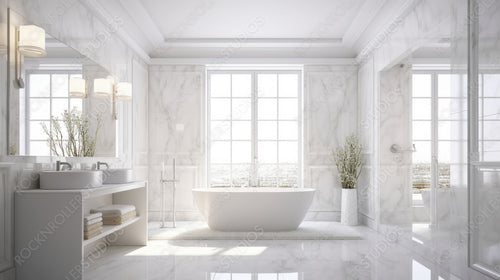 Stylish Interior Design Background. Luxury Bathroom. Generative AI.