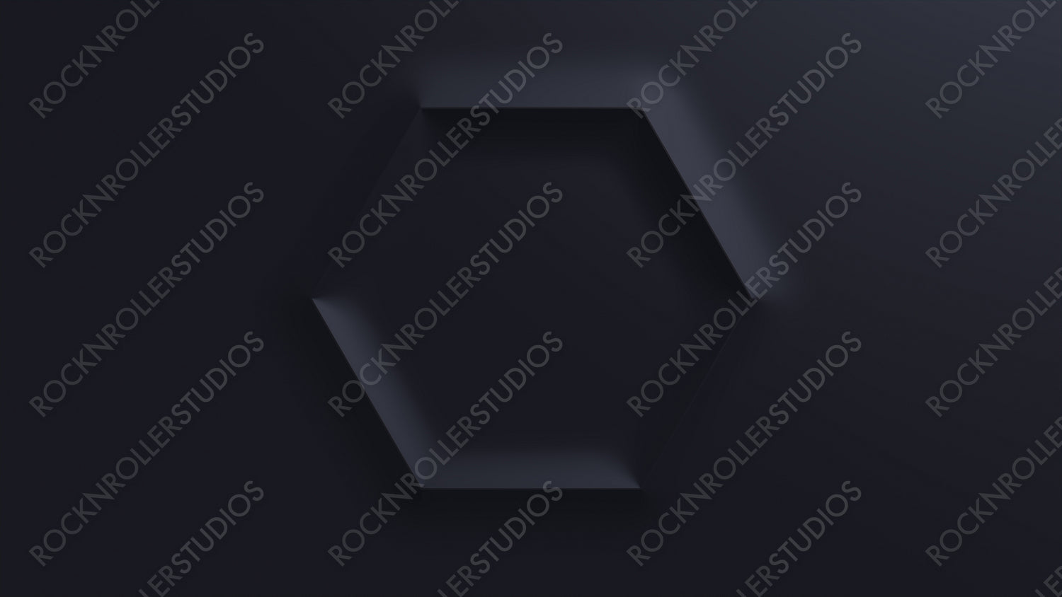 Black Background with Embossed 3D Shape. Minimalist Surface with Extruded Hexagon. 3D Render.