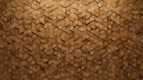 Wood, Triangular Wall background with tiles. Timber, tile Wallpaper with Natural, 3D blocks. 3D Render