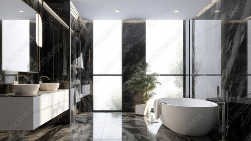 Stylish Interior Design Background. Luxury Bathroom. Generative AI.
