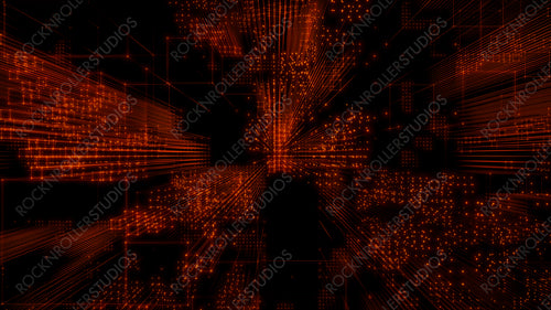 Futuristic, Orange Digital Grid background. Network Tech Wallpaper. 3D Render