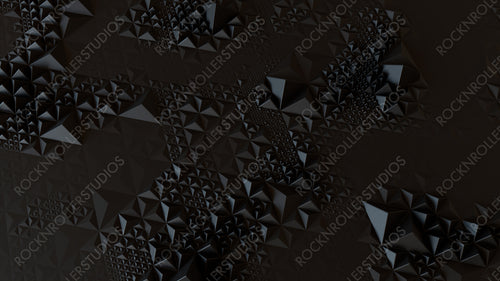 Dark High Tech Surface with Triangular Pyramids. Black, Abstract 3d Texture.