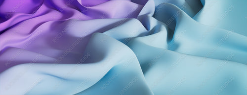 Purple and Cyan Cloth with Wrinkles and Folds. Multicolored Smooth Surface Wallpaper.