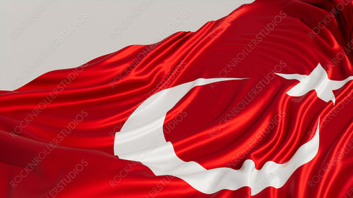 Flag of Turkey on a White surface. Euro 2020 Football Background.