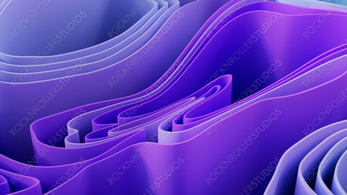 Purple and Blue 3D Undulating lines arranged to create a Multicolored abstract background. 3D Render.