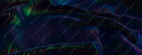 Black Surface Banner with Undulations. Shiny Texture with Neon Highlights.