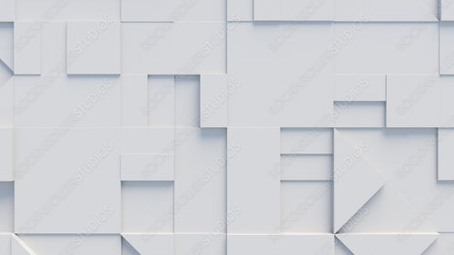 Various 3D Blocks neatly organized to make a wall. White Tech wallpaper .