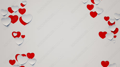 Valentine's Day Background with Paper cut-out hearts. Romantic Wallpaper with copy space.