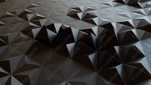 Black Polygonal Surface with Triangular Pyramids. Futuristic, Dark 3d Texture.